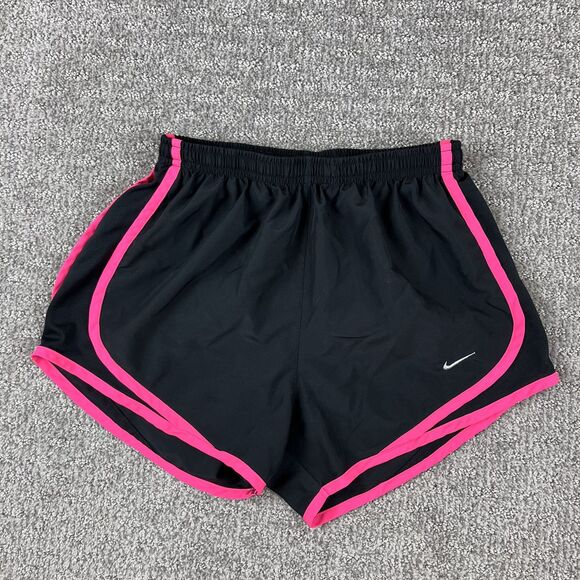Nike Dri-FIT Running Shorts Womens XS Black Pink Trim Lightweight Activewear Gym - Picture 1 of 9